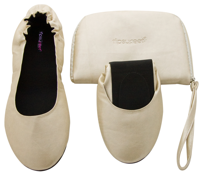 sidekicks | Shoes | Sidekicks Gold Foldable Stretch Ballet Flats In  Matching Purse Large | Poshmark